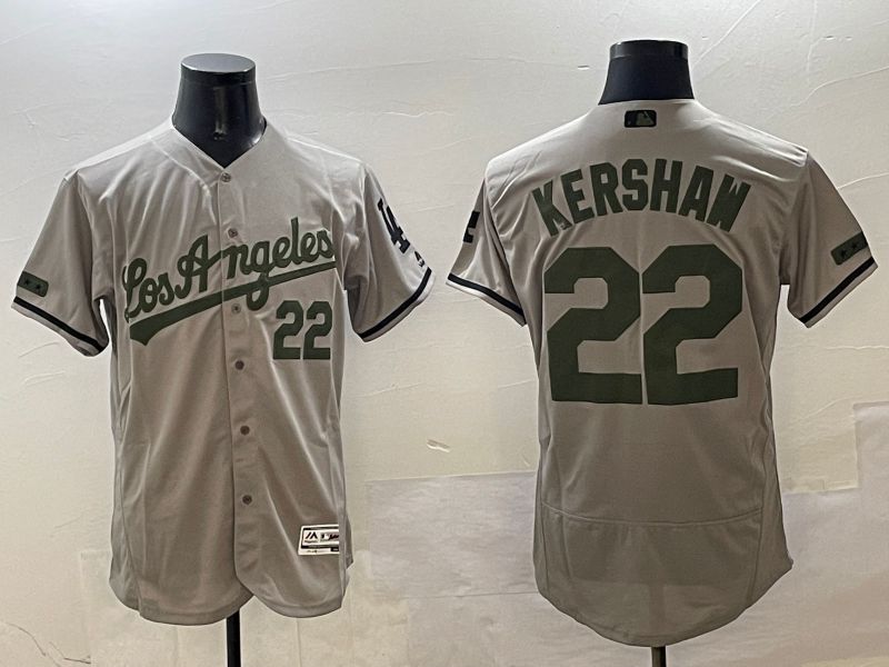 Men Los Angeles Dodgers #22 Kershaw Grey Fashion Elite 2025 Nike MLB Jersey style 1->los angeles dodgers->MLB Jersey